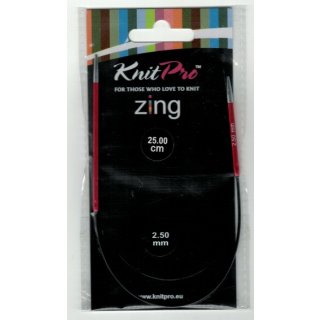 Zing  KnitPro Sockenrundstricknadel Alu 25cm 2,5mm